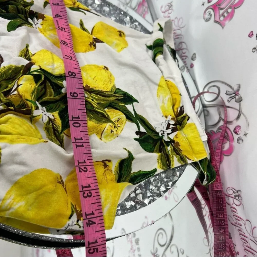 Zaful cropped tank top tie up Lemon Print lemons 🍋 - White and Yellow
